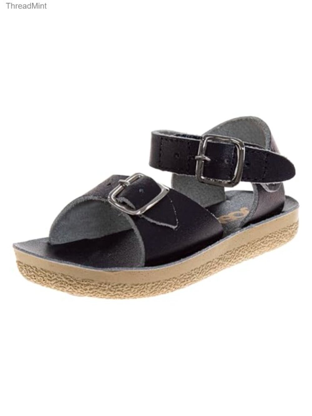 Girls Faux Leather Sandals with Adjustable Strap Buckles Flat Open Toe Summer